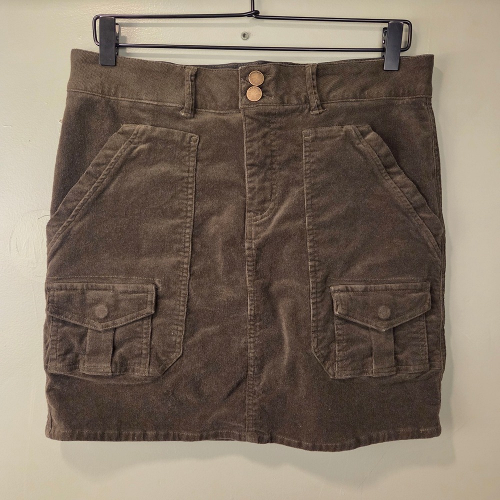 Democracy Women's Ab Solution Corduroy Utility Cargo Mini Skirt Size 8 Green